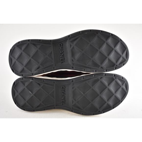 Chanel 21A Mens Burgundy Brown Black White CC Logo Low Top Trainer Sneaker 44 11 - Picture 9 of 9